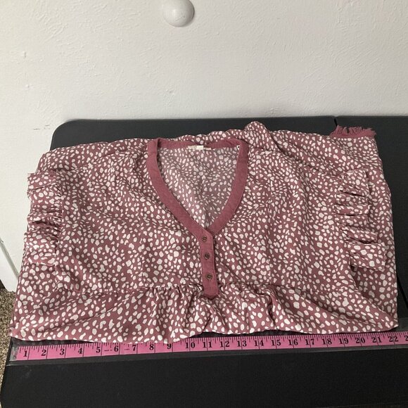 Umgee Dress Women Sz Small Polka Dot Linen Fringe Hem V-Neck Boho Flowy Boho - Picture 12 of 14